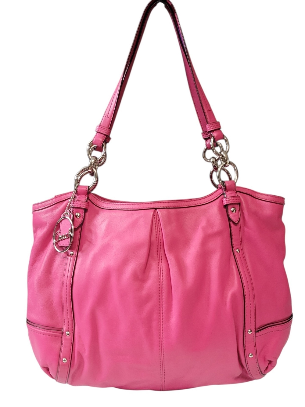 Coach Pink Leather Shoulder Tote Bag